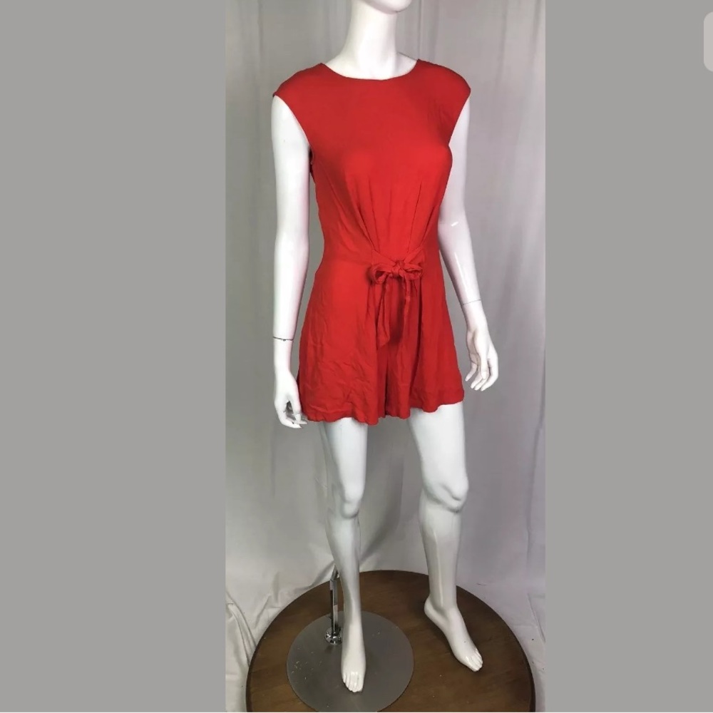 Zara Basic Collection Small Open Back Red Romper - image 4